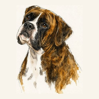 Example of a dog painted in watercolor